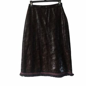 Betsey Johnson New York Fringe Hem Skirt Size S